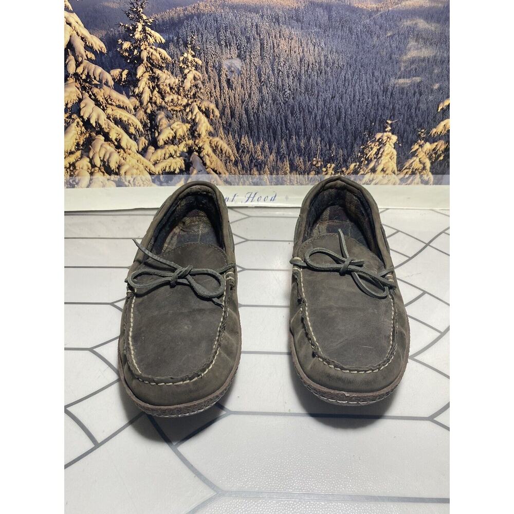 LL Bean Handsewn Mens Moccasins Slipper Leather Flannel Lined Sz 10 M